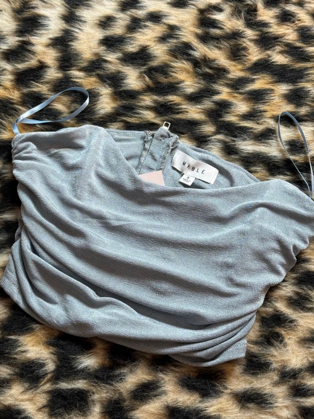 MABLE Stretch Corset Crop Top Size Small Light Blue NWT